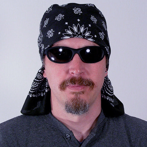 Black Bandana Head Scarf Cotton Paisley Hip Hop Quality Wrap
